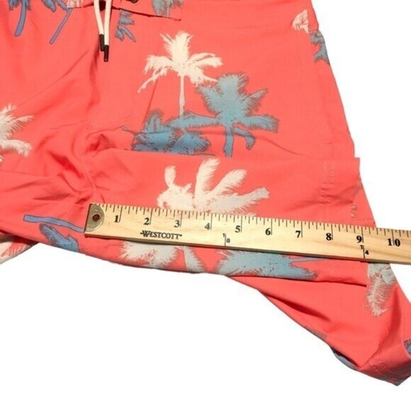 American Eagle Swim Trunk Board Short Men Small Orange Tropical Print 9" Inseam - Picture 8 of 14